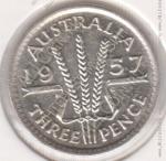 6-1 Австралия 3 пенса 1957г. KM# 57 серебро 1,41гр 16,0мм