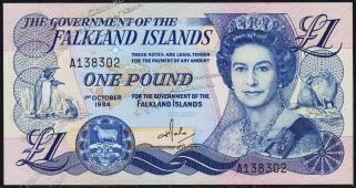Фолклендские острова 1 фунт 1984г. P.13 UNC - Фолклендские острова 1 фунт 1984г. P.13 UNC