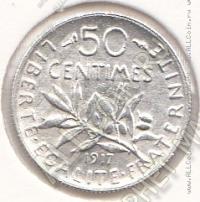 31-135 Франция 50 сентим 1917г. КМ # 854 серебро 2,5гр. 18,1мм