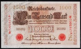 Германия 1000 марок 1910г. P.44в - UNC - Германия 1000 марок 1910г. P.44в - UNC