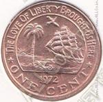 35-54 Либерия 1 цент 1972г КМ#13 UNC бронза 2,6гр. 18мм 
