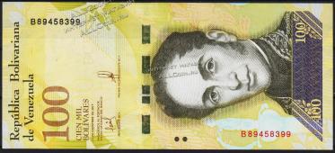 Банкнота Венесуэла 100000 боливаров 13.12.2017 года. P.NEW - UNC - Банкнота Венесуэла 100000 боливаров 13.12.2017 года. P.NEW - UNC