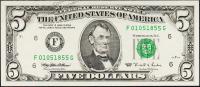 Банкнота США 5 долларов 1995 года. Р.498 UNC "F" F-G
