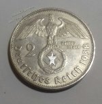 Монета Германия Рейх 2 марки 1938В года. СЕРЕБРО. ОРИГИНАЛ. СОСТОЯНИЕ !!! (2-79)