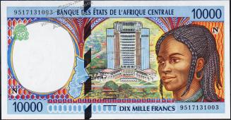 Банкнота Экваториальная Гвинея 10000 франков 1995 года. P.505Nв - UNC - Банкнота Экваториальная Гвинея 10000 франков 1995 года. P.505Nв - UNC