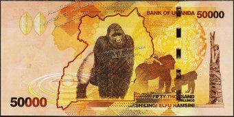 Банкнота Уганда 50000 шиллингов 2015 года. P.54с - UNC - Банкнота Уганда 50000 шиллингов 2015 года. P.54с - UNC