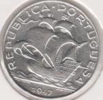1-18 Португалия 5 эскудо 1947г. KM# 581 Серебро 25 мм 7 гр