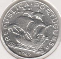 1-18 Португалия 5 эскудо 1947г. KM# 581 Серебро 25 мм 7 гр