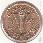 10-170 Канада 5 центов 1943г. КМ # 40 Латунь 21,2мм - 10-170 Канада 5 центов 1943г. КМ # 40 Латунь 21,2мм