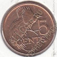 16-162 Тринидад и Тобаго 5 центов 2008г. КМ # 30 бронза 3,31гр. 21,2мм