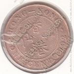 32-115 Гонконг 1 цент 1902г. КМ # 11 бронза 7,5гр. 27,7мм