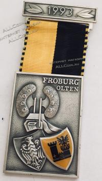 #352 Швейцария спорт Медаль Знаки. Германия-Швейцария. Фробург против Олтен. 1993 год.