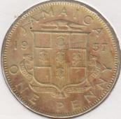 26-180 Ямайка 1 пенни 1957г.  - 26-180 Ямайка 1 пенни 1957г. 