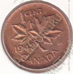 23-43 Канада 1 цент 1942г. КМ # 32 бронза 3,24гр. 19,1мм