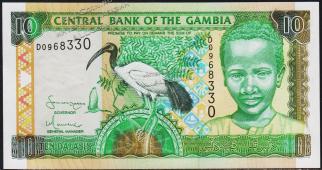 Банкнота Гамбия 10 даласи 2001 года. P.21с - UNC - Банкнота Гамбия 10 даласи 2001 года. P.21с - UNC