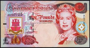 Банкнота Гибралтар 10 фунтов 2006 года. P.32 UNC - Банкнота Гибралтар 10 фунтов 2006 года. P.32 UNC