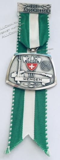 #460 Швейцария спорт Медаль Знаки. Стрельба стоя. 1968 год.