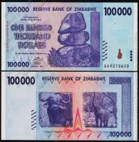 Зимбабве 100.000 долларов 2008г. P.75 UNC
