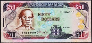 Ямайка 50 долларов 2002г. P.79с - UNC - Ямайка 50 долларов 2002г. P.79с - UNC