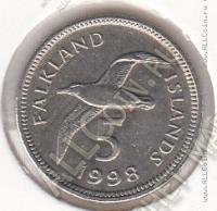 22-60 Фолклендские Острова 5 пенсов 1998г. КМ # 4.2 медно-никелевая 5,25гр. 18мм