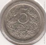6-38 Нидерланды 5 центов 1907г. KM# 137 медно-никелевая 4,5гр 12,0мм