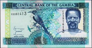 Банкнота Гамбия 25 даласи 2001 года. P.22с - UNC - Банкнота Гамбия 25 даласи 2001 года. P.22с - UNC