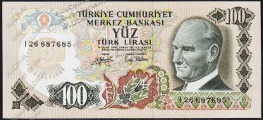 Турция 100 лир 1972г. P.189(2) - UNC - Турция 100 лир 1972г. P.189(2) - UNC