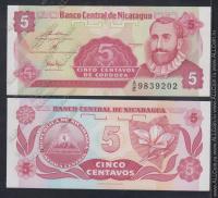 Никарагуа 5 центаво 1991г. P.168(2) UNC