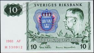 Банкнота Швеция 10 крон 1981 года. P.52e(2) - UNC - Банкнота Швеция 10 крон 1981 года. P.52e(2) - UNC