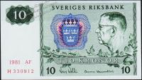 Банкнота Швеция 10 крон 1981 года. P.52e(2) - UNC