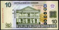 Суринам 10 долларов 2010г. P.163 UNC