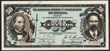 Мексика (Синалоа) 50 центаво 1915г. P.S1042 UNC - Мексика (Синалоа) 50 центаво 1915г. P.S1042 UNC