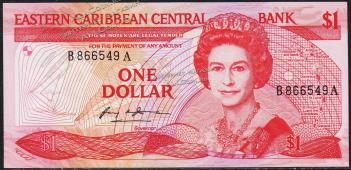 Восточные Карибы 1 доллар 1988-89г. P.21а - UNC - Восточные Карибы 1 доллар 1988-89г. P.21а - UNC