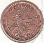 33-151 Гибралтар  2 пенса 1989г. КМ # 21 АВ бронза 7,12гр. 25,91мм