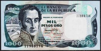 Банкнота Колумбия 1000 песо 01.01.1990 года. P.432(2) - UNC  - Банкнота Колумбия 1000 песо 01.01.1990 года. P.432(2) - UNC 