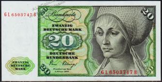 ФРГ (Германия) 20 марок 1980г. P.32d - UNC - ФРГ (Германия) 20 марок 1980г. P.32d - UNC