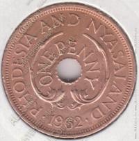 5-19 Родезия и Ньясланд 1 пенни 1962г. KM# 2 бронза 6,3гр