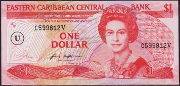Восточные Карибы 1 доллар 1988г. P.17u - UNC - Восточные Карибы 1 доллар 1988г. P.17u - UNC