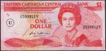 Восточные Карибы 1 доллар 1988г. P.17u - UNC