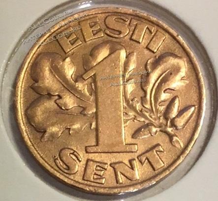 #10-80 Эстония 1 цент 1929г.Бронза. UNC. 