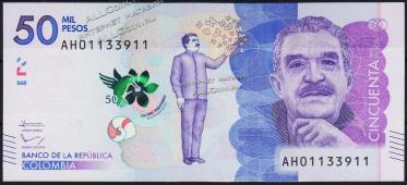 Банкнота Колумбия 50000 песо 02.08.2016 года. P.NEW - UNC - Банкнота Колумбия 50000 песо 02.08.2016 года. P.NEW - UNC
