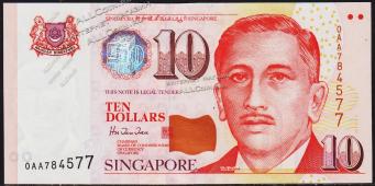 Сингапур 10 долларов 1999г. P.40 UNC - Сингапур 10 долларов 1999г. P.40 UNC