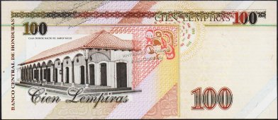 Банкнота Гондурас 100 лемпира 1997 года. P.77в - UNC - Банкнота Гондурас 100 лемпира 1997 года. P.77в - UNC