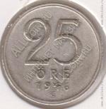 6-21 Швеция 25 эре 1946TS г. KM# 816 серебро 2,32гр 17,0мм