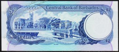 Банкнота Барбадос 2 доллара 1980 года. P.30 UNC - Банкнота Барбадос 2 доллара 1980 года. P.30 UNC
