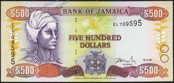 Ямайка 500 долларов 1999г. P.77в(3) - UNC - Ямайка 500 долларов 1999г. P.77в(3) - UNC