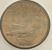 #122 Британские Виргинские острова  1 доллар 2002г. ( Ф.Дрейк).UNC