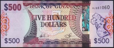 Гайана 500 долларов 2011г. P.37 UNC - Гайана 500 долларов 2011г. P.37 UNC