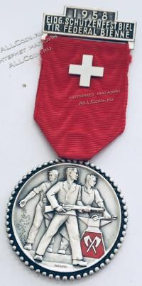 #465 Швейцария спорт Медаль Знаки. Федеральная награда. 1958 год.