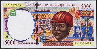 Экваториальная Гвинея 5000 франков 1999г. P.504Ne - UNC - Экваториальная Гвинея 5000 франков 1999г. P.504Ne - UNC